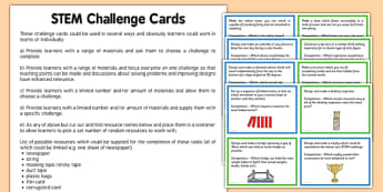 STEM Challenge Cards