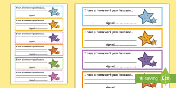 Weekly Homework Planner Template Primary Resource