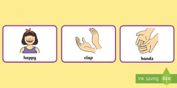If You're Happy and You Know It Nursery Rhyme Picture Flashcards - baby sign language, baby sign, sign for, early communication, baby signing, baby sign language, comm