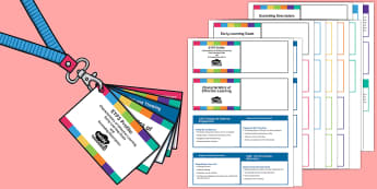Lanyard-Sized EYFS Profile  - keyfob, keyring, EYFS, development matters, early years foundation stage, early learning goals, exceeding descriptors, as