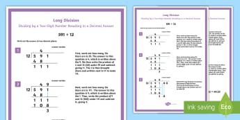 Teaching Long Division | Ks2 Worksheets