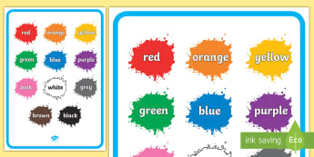 Colour Names on Splats - Colour Posters for Classroom