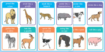 Animal Movement Cards - animal, movement, cards, waddle, plod
