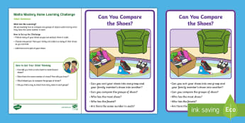 EYFS Maths Mastery Comparing Quantities Home Learning Challenge: Comparing Shoes.