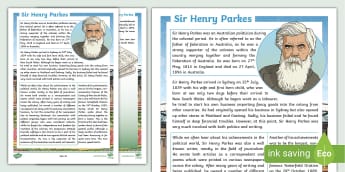 Year 5-6 HASS Resources: Key People - Henry Parkes - Twinkl