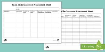 Basic Skills Observation Template - start of year, new starters, transition, i can, assessing children, early assessment, early skills, 