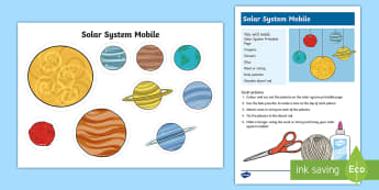 Solar System Mobile Craft Activity - Space, solar system, galaxy, craft, solar system craft, space craft, mobile, space mobile, planets, 