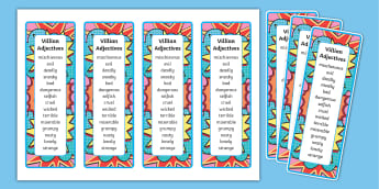 Villian Adjectives Bookmark