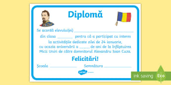 Unirea Principatelor Române din 24 ianuarie 1859 – Diplomă  