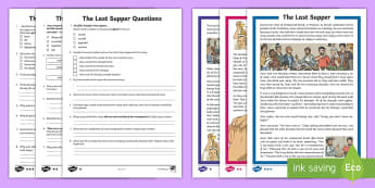 UKS2 The Last Supper Differentiated Reading Comprehension Activity - Retrival, Vocabulary, Inference, Content Domains, Understanding, Skim And Scan, Find And  Retrieve, 