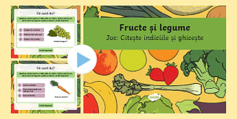 Fructe și legume: Citește indiciile și ghicește – Joc PowerPoint