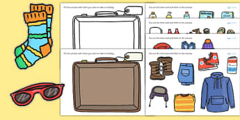 Pack a Suitcase Cut and Stick Activity - suitcase, cut and stick