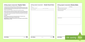Writing Speed Assessment Sheet - Summative Assessment, writing style, Access Arrangements, Functional Skills, Entry Level, GCSE, SENC