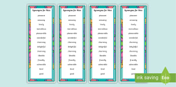Synonyms for Nice Bookmark