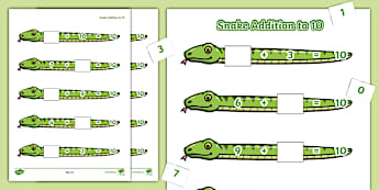 Snake Addition to 10 Activity Sheet