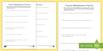 Track Practice Multiplying Fractions and Whole Numbers Worksheet / Worksheet - multiplication, fractions, whole numbers, mixed numbers, improper fractions, worksheet