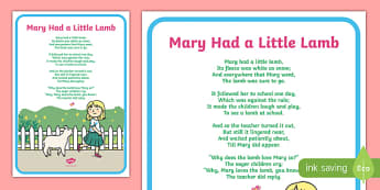 Mary Had a Little Lamb Nursery Rhyme | EYFS Resources