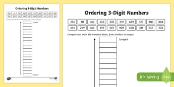 comparing and ordering whole numbers up to 1000 worksheet