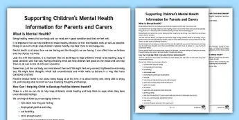 Wellbeing Information Sheet • Twinkl.com.au