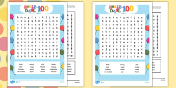 Roald Dahl 100 Word Search