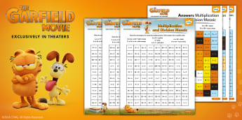 FREE Garfield: Multiplication Mosaics to 12x