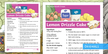 Lemon Drizzle Cake Recipe - food, baking, dt, cookery, technology, dessert, The Wyrmstooth Crown, wyrmstooth
