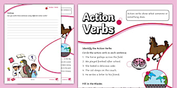 Action Verbs Activity Sheet