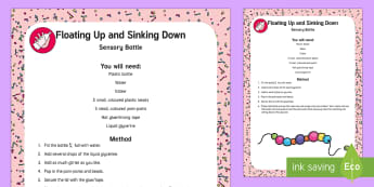 Floating Up and Sinking Down Sensory Bottle - sensory play, baby play, toddler play, conceptual, opposites
