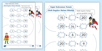 Süper Kahraman Temalı Eksik Sayıları Bulma Etkinliği-Twinkl