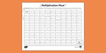 Multiplication Maze Worksheets | twinkl.com