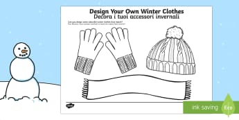 Winter Clothes Vocabulary Poster English / Italian - Winter Clothes  Vocabulary