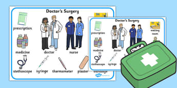 Doctors' Surgery Word Mat - doctors, surgery, word mat, word, mat