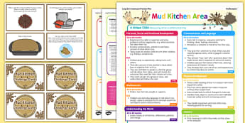 Mud Kitchen Continuous Provision Plan Poster and Challenge Cards Pack Reception FS2