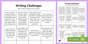 Writing Challenge Worksheet / Worksheet - CfE Writing, morning challenges, early morning work, writing challenges, second, worksheet, language