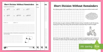 Year 5 Short Division Practice Worksheet: Classroom Resource