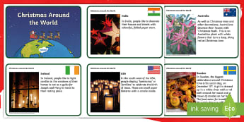 EYFS Christmas Around the World Fact Cards - eyfs, christmas, around the world, fact cards