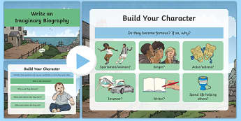 Imaginary Biography Writing and Character Building Powerpoint with Worksheets - biography, biography powerpoint, how to write a biography, characters