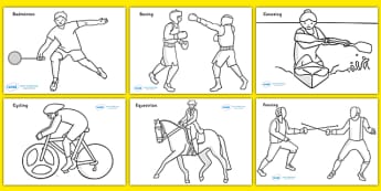 The Olympics Sport Colouring Colouring Sheets - Olympics, Olympic Games, sports, Olympic, London, 2012,  colour, colouring, sheets, fine motor skills, vines, worksheet, activity, Olympic torch, medal, Olympic Rings, mascots, flame, compete, events, t