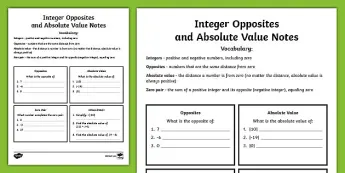 Seventh Grade Integers | twinkl.com