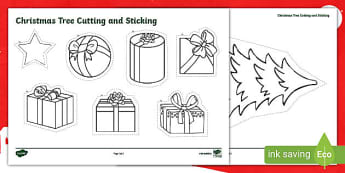 Christmas Cutting and Sticking (Activity Sheet). - Twinkl