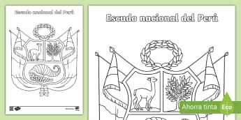 El escudo nacional del Perú para colorear | Twinkl Perú
