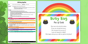 St Patrick's Day Pot of Gold EYFS Busy Bag Plan and Resource