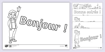 French Greetings Colouring Activity Sheets