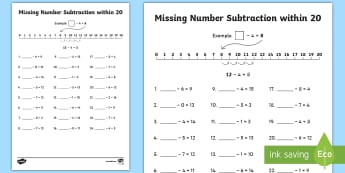 100+ Subtraction with No Exchanging/Regrouping - KS1 Resources