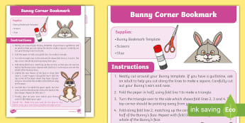 Page Corner Bunny Bookmark Craft | Twinkl | Bookmark Crafts