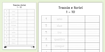 Pregrafismo dei Numeri da 1 a 10