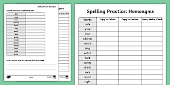 Homonyms Activity Sheets | twinkl.com.au