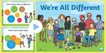 We're All Different PowerPoint - protective behaviours, we're all different, powerpoint, diversity, discussion starters, group discussion, class discussion, feelings, emotions