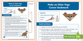 Otter Corner Bookmark Craft | Instructions | Twinkl | KS1