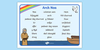 Noahs Ark Word Mat Images Welsh - Arch, Noa, llifogydd, Duw